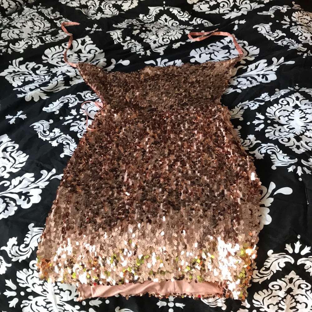 Hot Miami Styles Sequin Rose Gold Dress